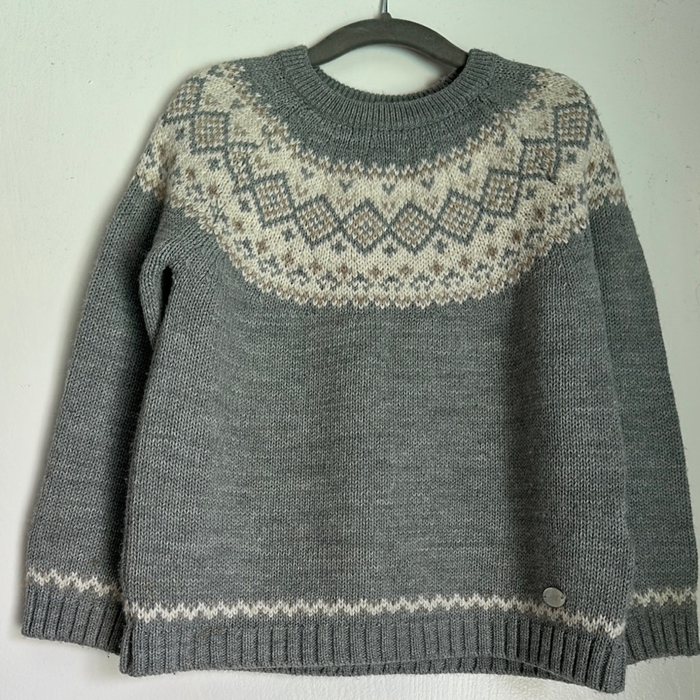 Gray Patterned Kids Sweater